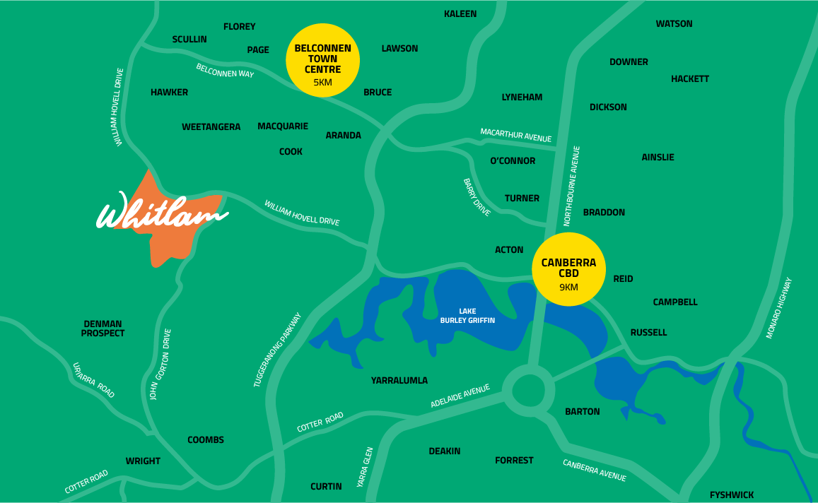 Whitlam estate location map