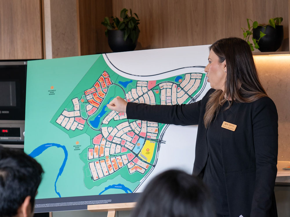 Person talking to sales map