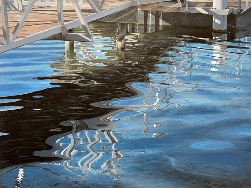 A painting of water reflection