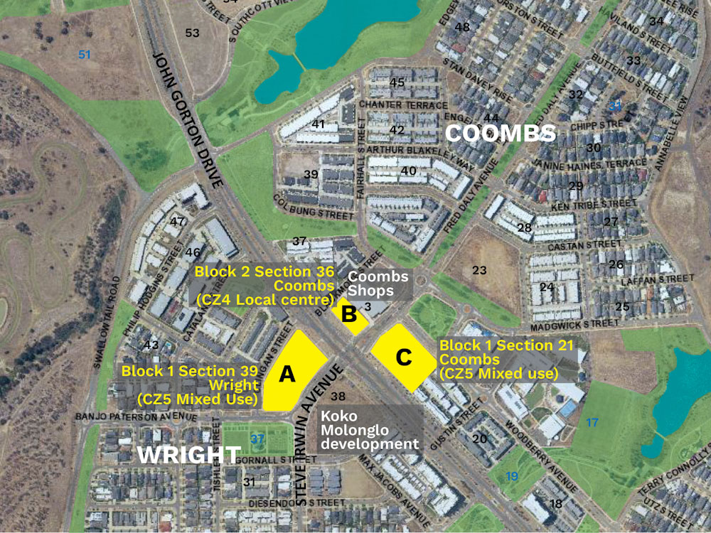 Map view of Coombs and Wright Village