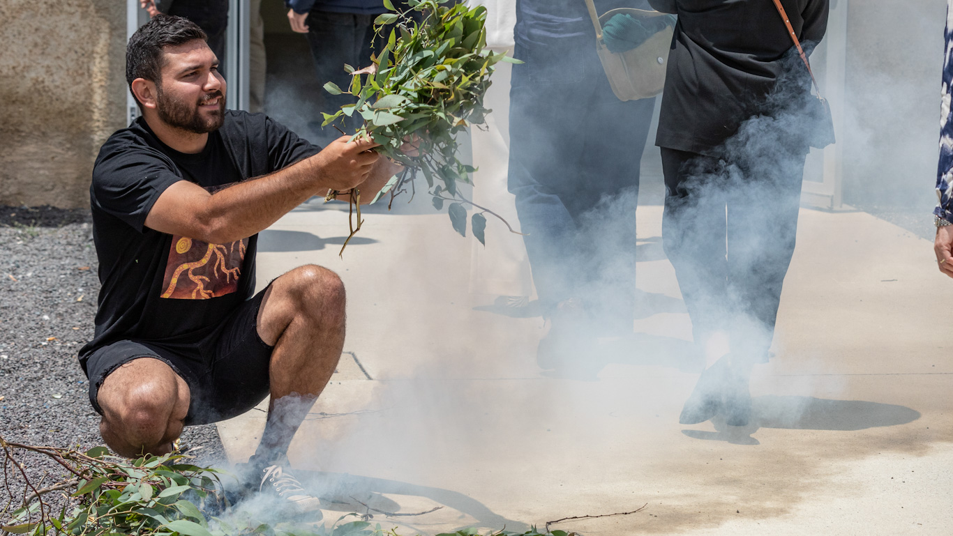 Kingston Art Precinct Indigenous Man Smoking Ceremony