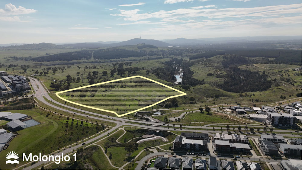 Aerial view of Molonglo Valley and area for sale
