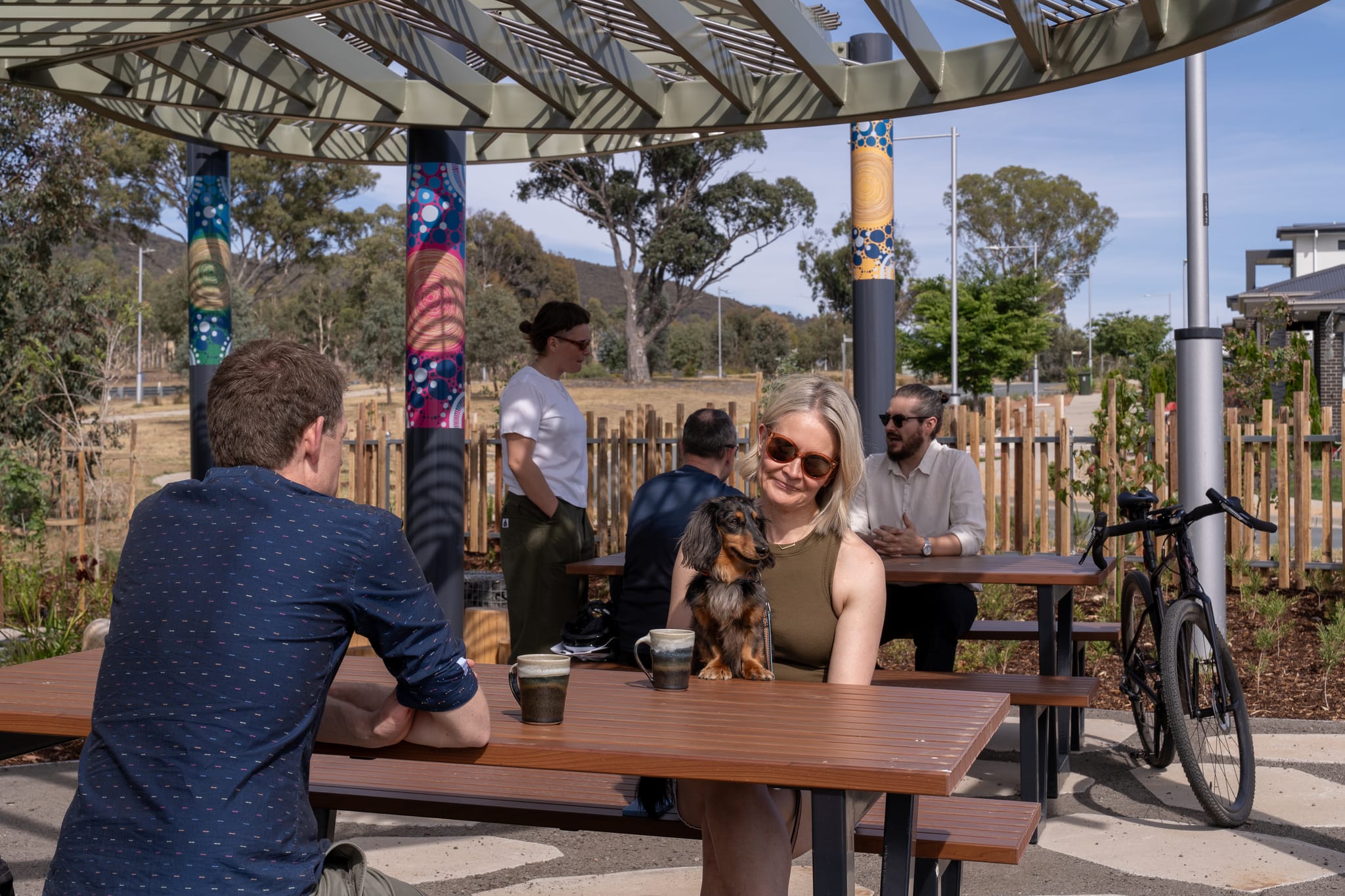 People talking at outdoor space