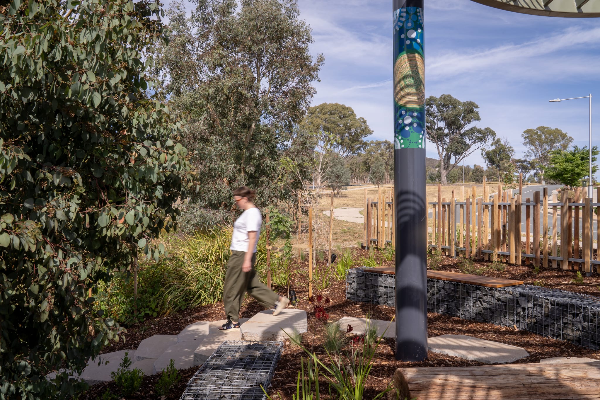 Person walking in garden
