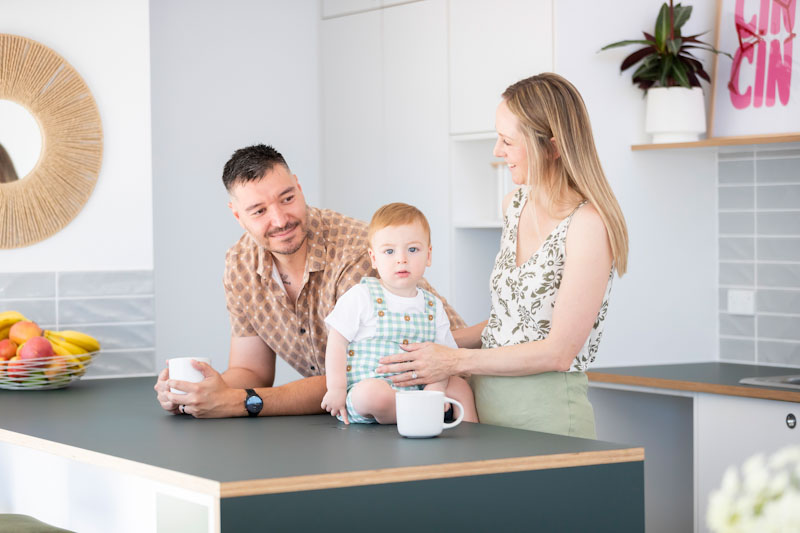 Family talking in home