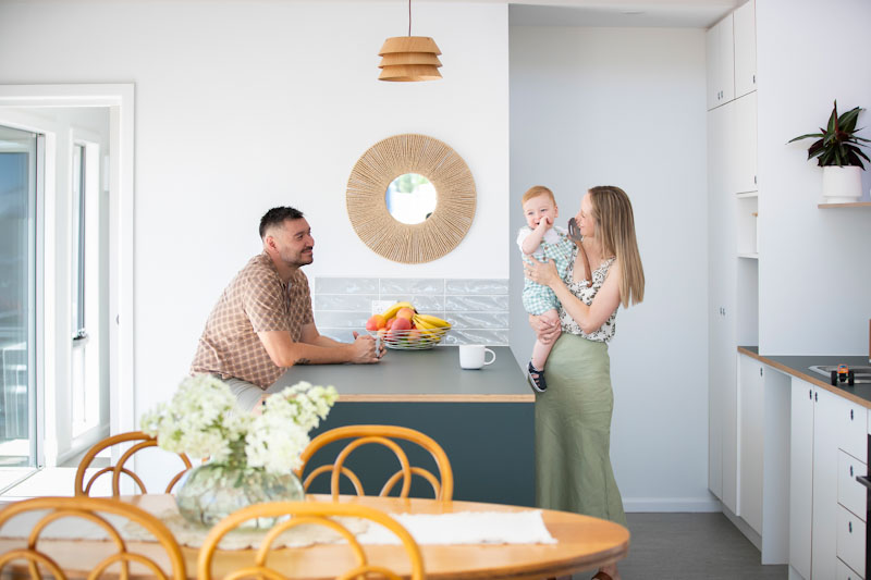 Family in kitchen