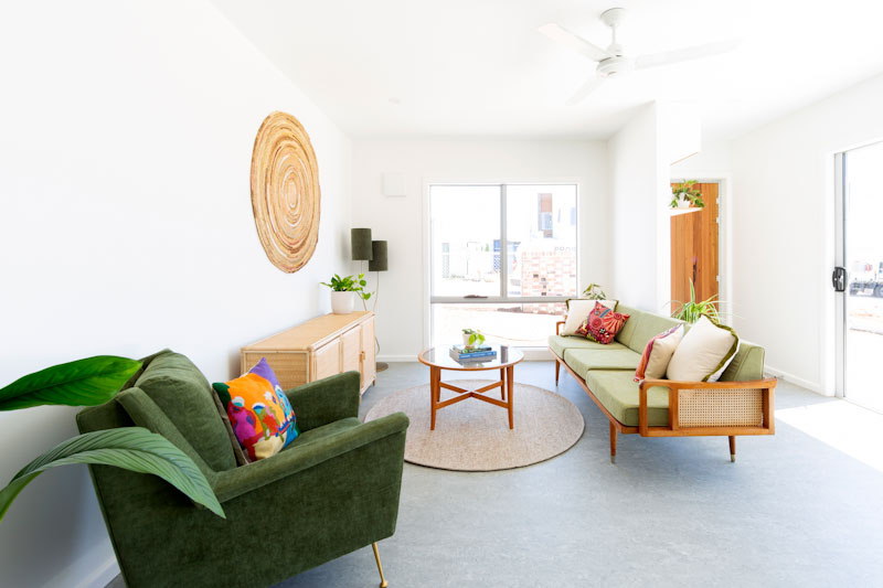 Living room in showcase home