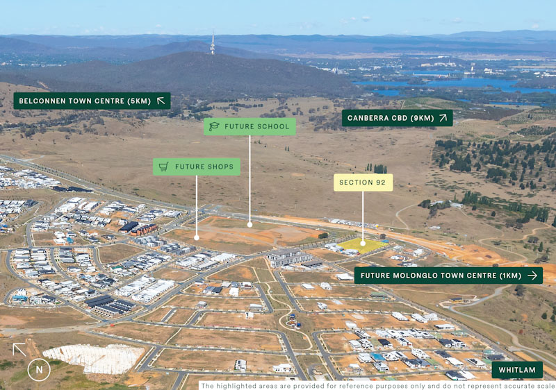 Aerial view of Whitlam suburb